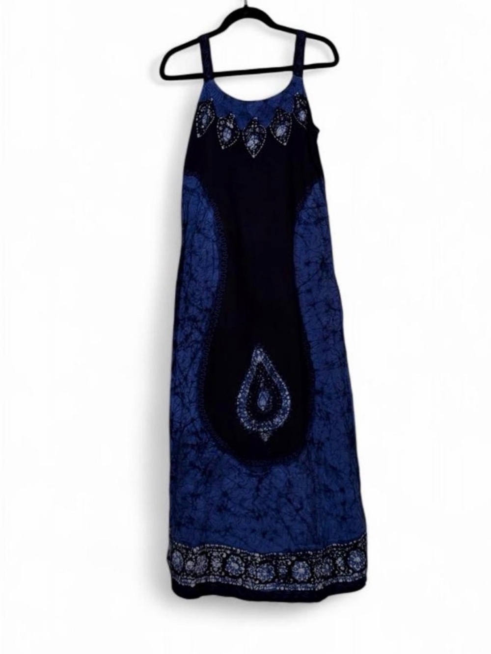 Vintage Ethnic Dreams Blue and Black Boho Maxi Dress